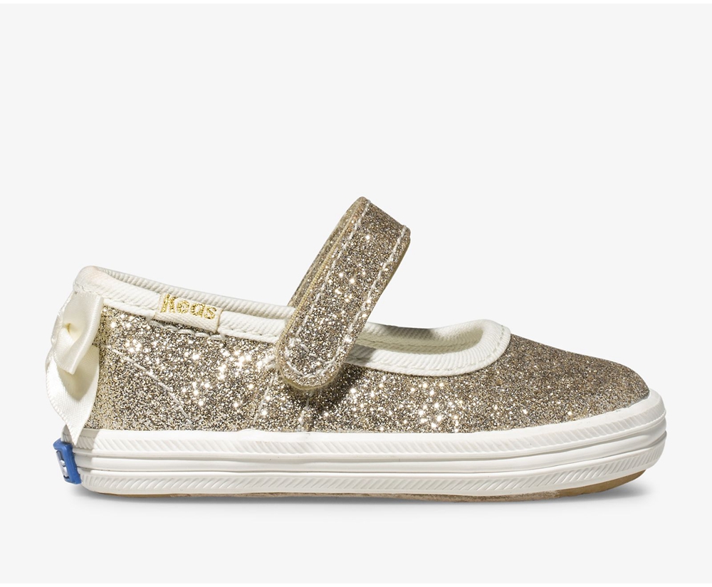 Keds Slip Ons Kinder Gold - Kate Spade New York Sloane Mj Glitter Crib - GLH-781056